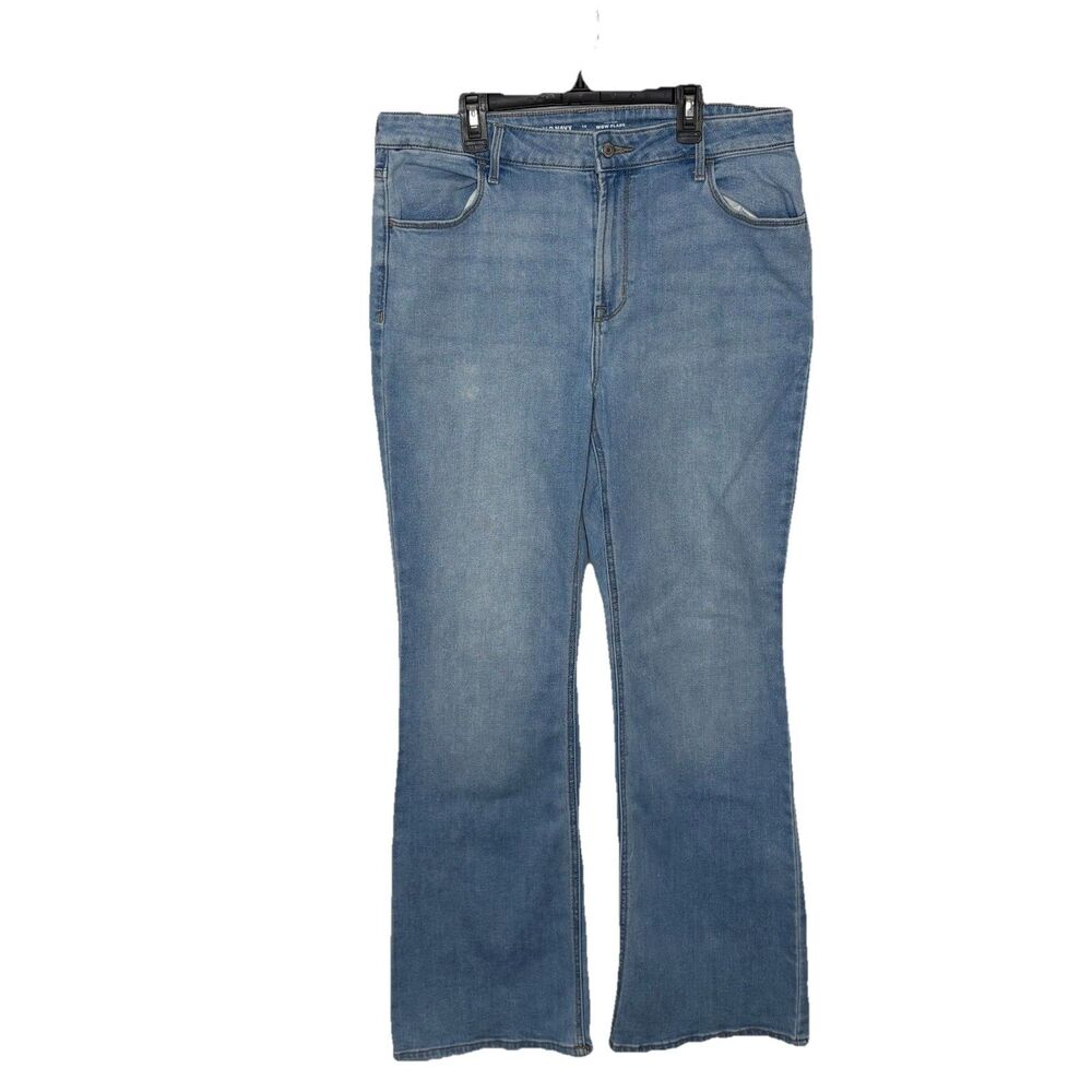 Old Navy High Waisted Light Wash Wow Flare Jeans Classic Flare Boho Size 14 flaw
